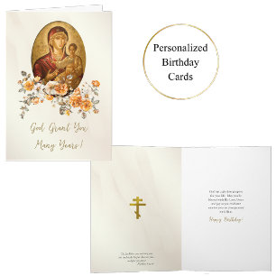 Cream and Burnt Orange Roses Birthday Card