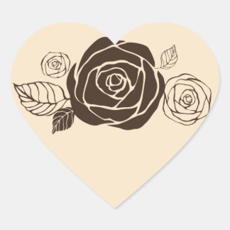 Cream and Coffee Roses Coordinating Gifts Heart Sticker