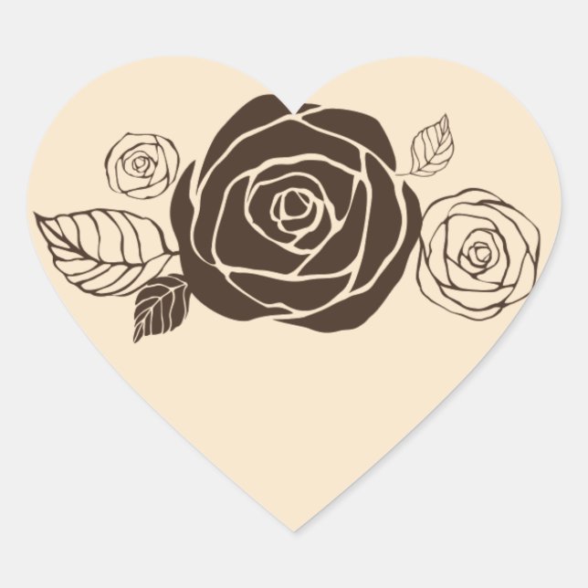 Cream and Coffee Roses Coordinating Gifts Heart Sticker (Front)