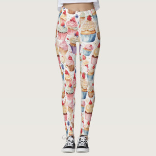 Cream and Cupcake Digital Patterns Leggings