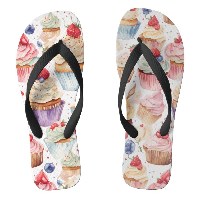 Cream and Cupcake Digital Patterns Thongs (Footbed)