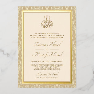 Cream and Gold Damask Islamic Muslim Wedding