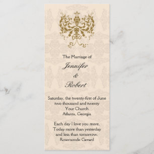 Cream and Gold Damask Wedding Program