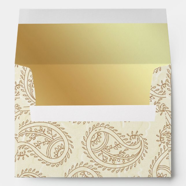 Cream and Gold Foil Paisley Envelope (Back (Bottom))