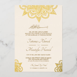 Cream and Gold Henna Mehndi Islamic Muslim Wedding