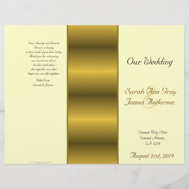 Cream and gold Jewish wedding program (Front)