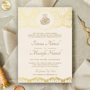 Cream and Gold Lace Islamic Muslim Wedding
