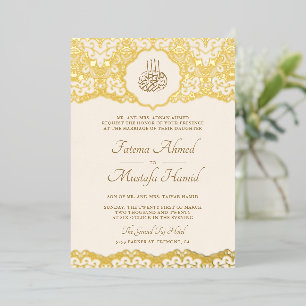 Cream and Gold Lace Islamic Muslim Wedding