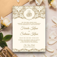 Cream and Gold Lace Islamic Muslim Wedding