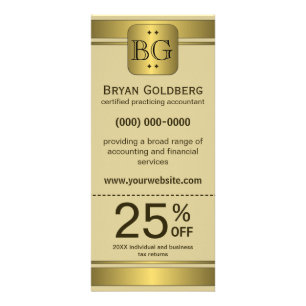 Cream and Gold Plate Discount Coupon Rack Cards