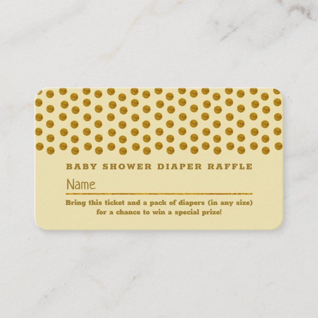 Cream and Gold Polka Dot , Diaper Raffle Ticket Enclosure Card (Front)