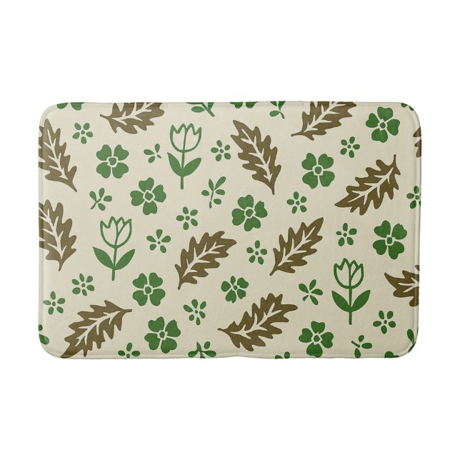 Cream and Green Bath Mat (Front)