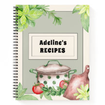 Cream and Green Fillable Recipe Book