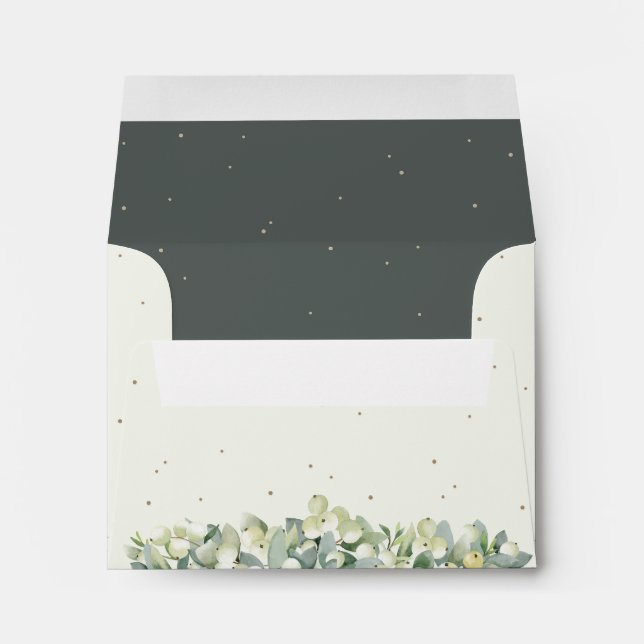 Cream and Green Snowberry+Eucalyptus Wedding A2 Envelope (Back (Bottom))