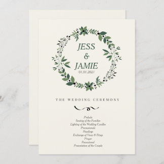 Cream and Green Wedding Program