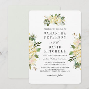 Cream and Grey    Botanical Chic  Floral Wedding Invitation