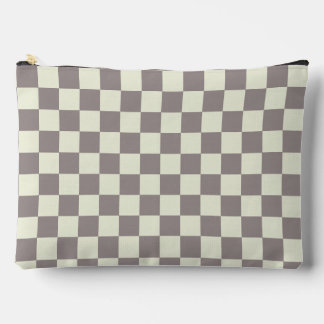 Cream and Grey Check Accessory Pouch