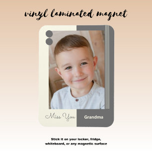 Cream and grey miss you grandma photo magnet