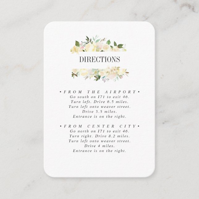 Cream and Ivory WEDDING Directions Enclosure Card (Front)