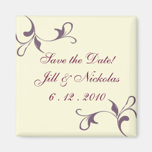 Cream and Lavender art nouveau design magnet