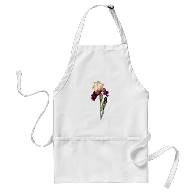 Cream and Maroon Iris and Buds Standard Apron (Front)