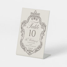 Cream And Mocha Creast Wedding Table Number