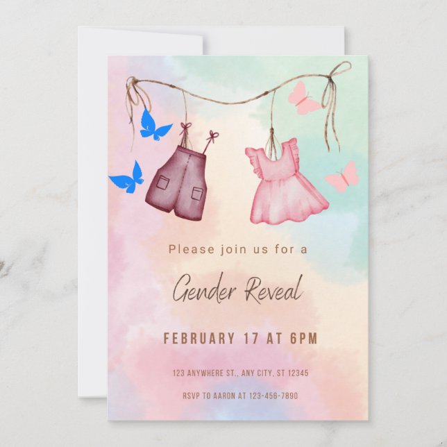 Cream And Pink Minimalist Gender Reveal Invitation (Front)