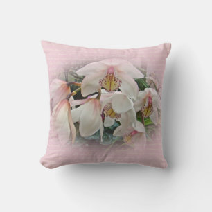 Cream and Pink Orchids Cushion