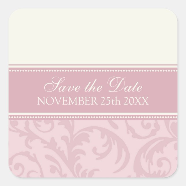 Cream and Pink Save the Date Envelope Seal (Front)