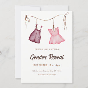 Cream And Pink Watercolor Gender Reveal Invitation