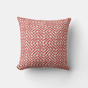 Cream And Red Abstract Line Pattern Cushion