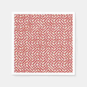 Cream And Red Abstract Line Pattern Napkin
