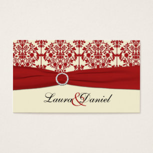 Cream and Red Damask Wedding Favour Tag