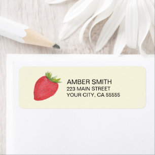Cream and Red Strawberry Cute Watercolor Return Address Label