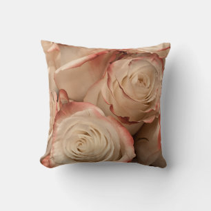 Cream and Red Tipped Roses Classic Throw Pillow