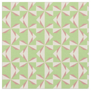 Cream and Rose Pinwheels on Lime Fabric