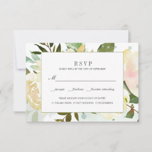 Cream and Sage meal option wedding rsvp Card