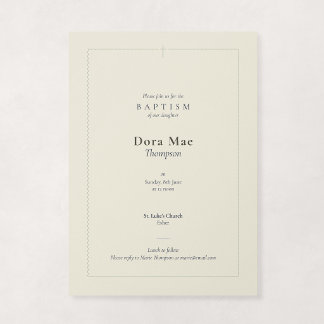 Cream and Sage Religious Scalloped Cross Baptism Invitation