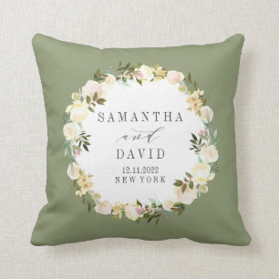 Cream and Sage Wedding personalised keepsake Cushion
