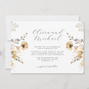 Cream And Sage Wildflower Wedding Invitation