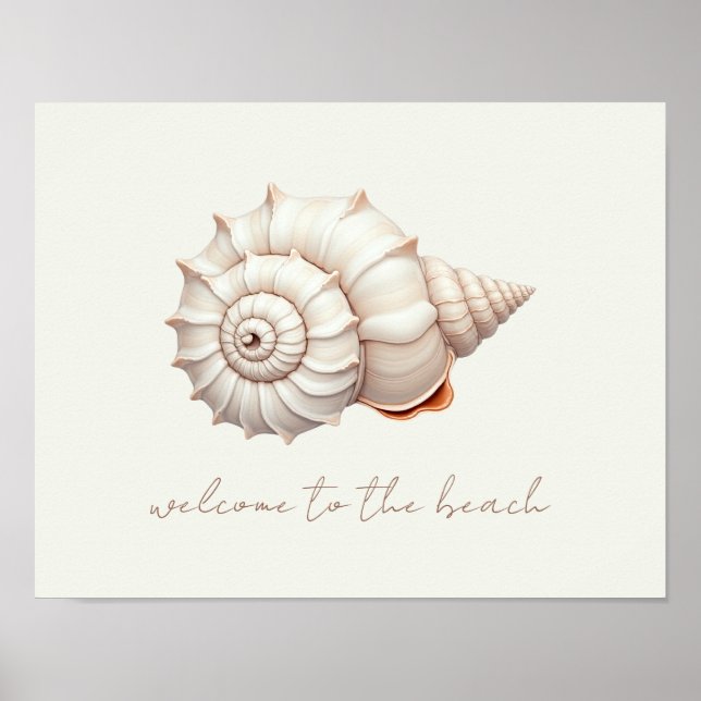 Cream and Tan Coastal Seashell Personalied Poster (Front)