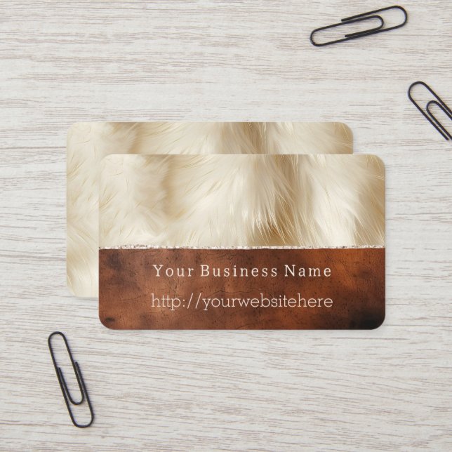 Cream Animal Fur Brown Southwest Cowhide Business Card (Front/Back In Situ)