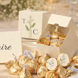 Cream Art Nouveau Lily Monogram Wedding Favour Box