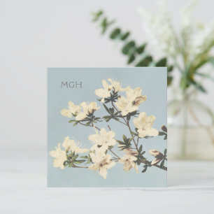 Cream Azalea Flowers Monogram Thank You Card