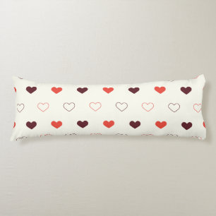 Cream Background with Red & Burgundy Hearts Body Cushion