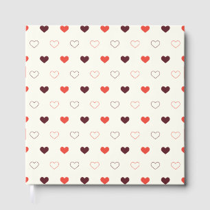 Cream Background with Red & Burgundy Hearts Guest Book