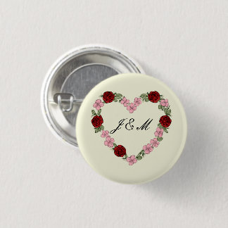 Cream badge with a pink and red heart