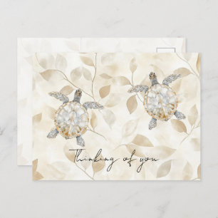 Cream Beach Sea Turtles Thinking of you Postcard