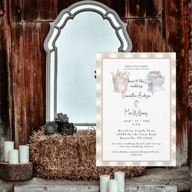 Cream Beer & BBQ Wedding Invitation (Creator Uploaded)