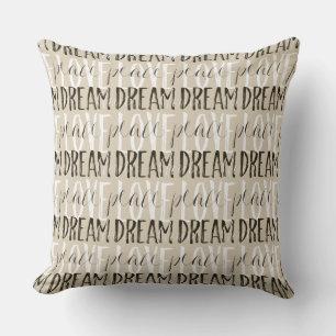 Cream Beige Black White Love Dream Peace Shine Cushion